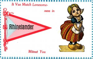 Wisconsin Rhinelander Dutch Girl Pennant Series