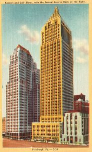 Vintage Postcard 1920's Koopers and Gulf Buildings w/ Federal Bank Pittsburgh PA