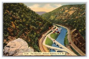 The Narrows National Highway US 40 Cumberland Maryland MD UNP Linen Postcard Z1