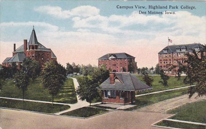 Iowa Des Moines Campus View Highland Park College Curteich