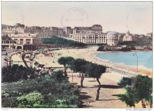 RP; Hand-colored, BIARRITZ, La Grande Plage, France, 20-30s