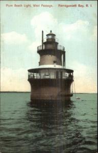 Narragansett Bay RI Plum Beach Lighthouse c1910 Unused Postcard