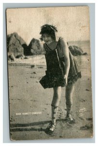 Vintage 1930's Advertising Postcard Mack Sennett Comedies - Woman on the Beach 