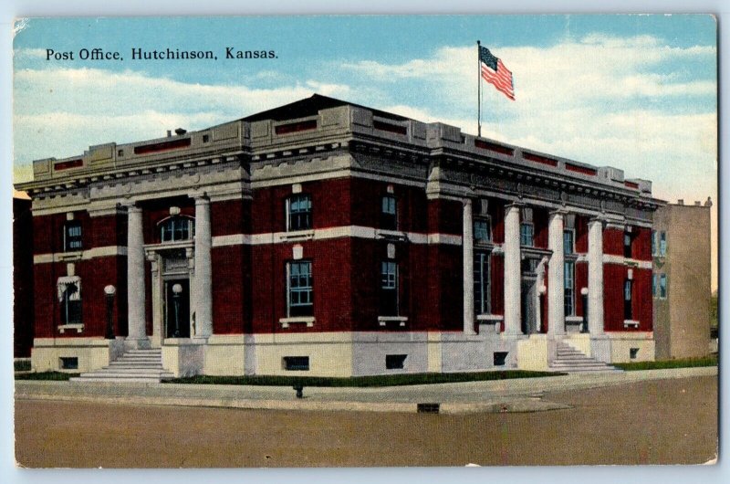 Hutchinson Kansas Postcard Post Office Exterior Building c1910 Vintage Antique