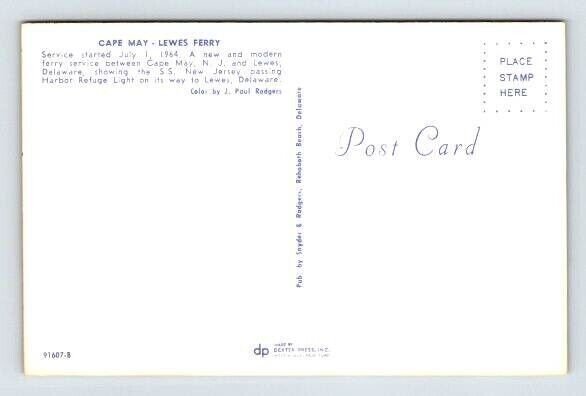 Cape May - Lewes Ferry between New Jersey and Delaware, Lighthouse Postcard