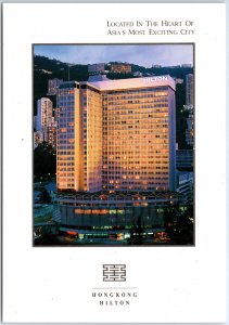 VINTAGE CONTINENTAL SIZE POSTCARD THE HONG KONG HILTON HOTEL c. 1980s