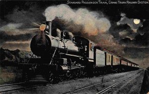 Standard Passenger Train at Night Grand Trunk Railway 1910c postcard