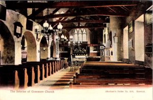 Grasmere, Cumbia England  ST OSWALD'S CHURCH INTERIOR  1907 Abraham's Postcard