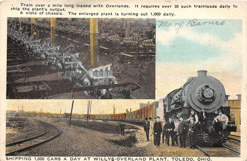 F9/ Toledo Ohio Postcard 1918 Willys-Overland Factory Interior Railroad