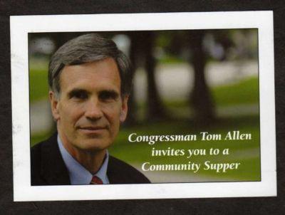 ME Congressman Tom Allen Senate Ad Postcard MAINE PC