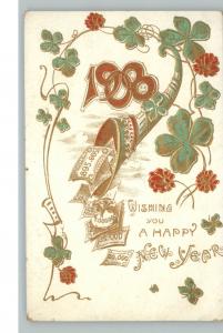 NEW YEAR 1908 Money from Horn Old Postcard