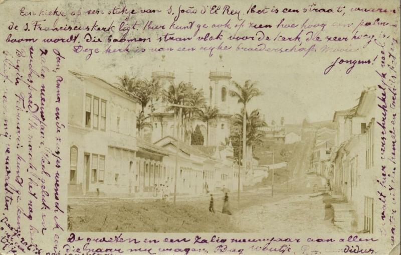 brazil, SÃO JOÃO DEL REY, Minas Gerais, Street Scene (1904) RPPC