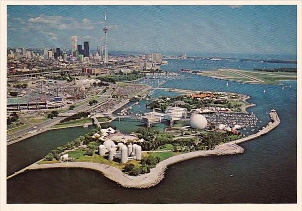 Canada A Birds Eye View Of Ontario Place The CN Tower And The Skyline Toronto...