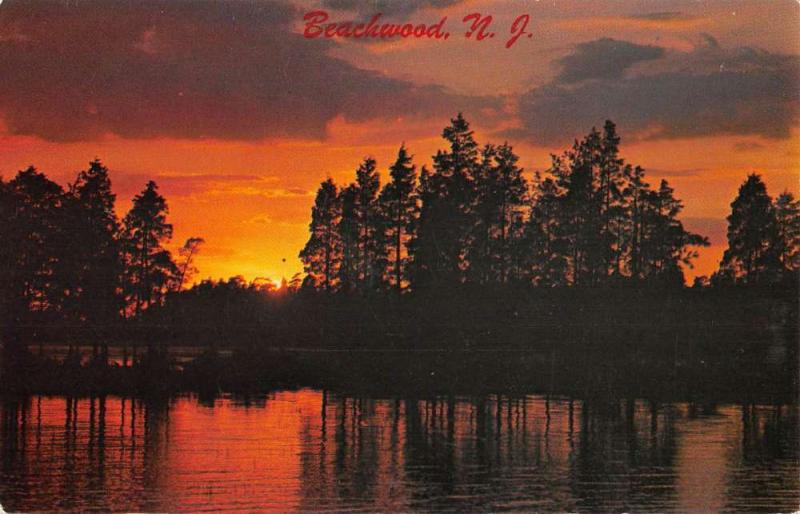 Beachwood New Jersey Scenic Waterfront Sunset Vintage Postcard K670715