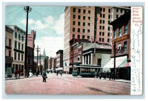1908 West Main Street View Trolley Norfolk Virginia VA Posted Antique Postcard 