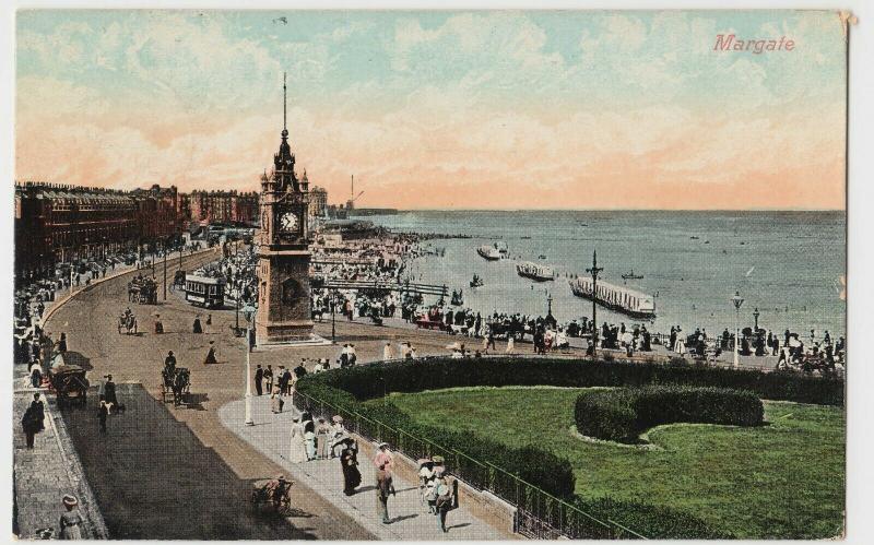 Kent; Margate PPC, 1908 PMK, To Liversedge, Sydenham, Note Bathing Machines 