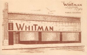 WHITMAN HOTEL Lounge Cafe Pueblo, Colorado Roadside c1940s Vintage Postcard