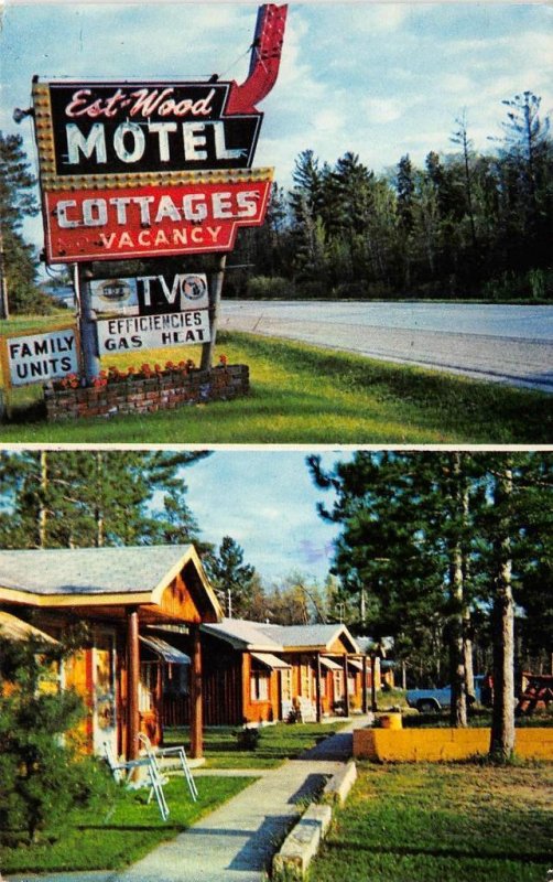 EST-WOOD MOTEL Helen, Michigan Roadside 1978 Chrome Vintage Postcard 
