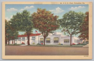 Military~Uso Club @ Columbus Georgia~Vintage Postcard