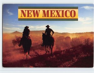 Postcard Cattle Drive in New Mexico, the Land of Enchantment, USA