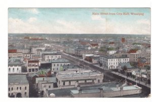 Main Street From City Hall Winnipeg Manitoba 1907 Birdseye Aerial View Postcard