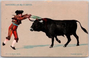 1910's Banderillas Al Cuartes Rodeo Scene Halton Mexico Posted Postcard