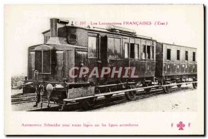 Postcard Old Train Locomotive propelled Schneider lightweight trains on branc...