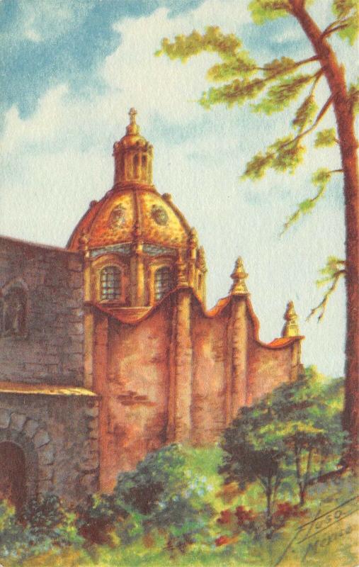 MEXICO 1940s Postcard Iglesia El Carmen San Angel by F.Lugo