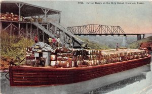 J67/ Houston Texas Postcard c1910 Cotton Barge Ship Canal  79