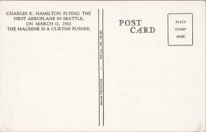 Charles Hamilton Aviator Flying First Aeroplane Seattle 1910 Unused Postcard E64