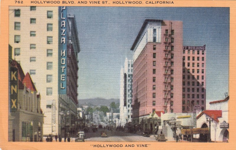 P1842 vintage unused pc hollywood & vine street scene hollywood calif