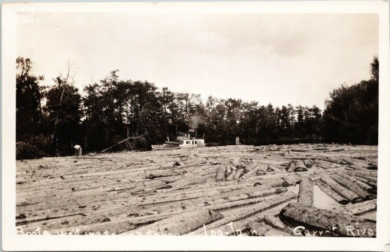 Carrot River Log Jam either Saskatchewan or Manitoba ?? RPPC Postcard H4 *as is