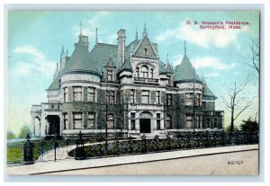 1911 DB Wesson's Residence Springfield Massachusetts MA Antique Postcard