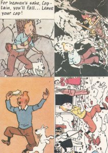 Tintin in Plane Aircraft Gun 4x London Comic Postcard s
