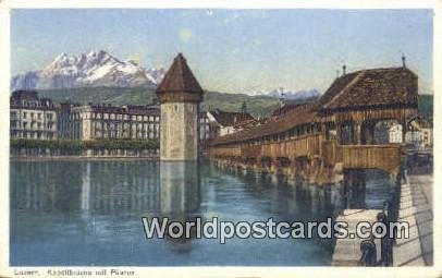 Kapellbrucke mit Pilatus Luzern Swizerland Unused 