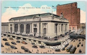 Vintage Grand Central Depot & Commodore Hotel New York Postcard