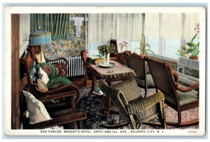 c1940 Sun Parlor Wright's Hotel Arctic IL Ave. Atlantic City New Jersey Postcard