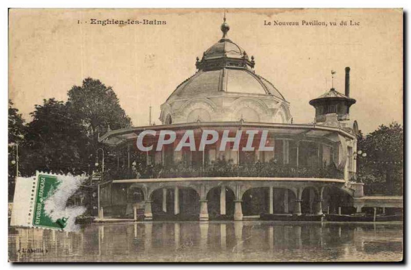 Old Postcard Enghien Les Bains New Pavilion Vu Du Lac