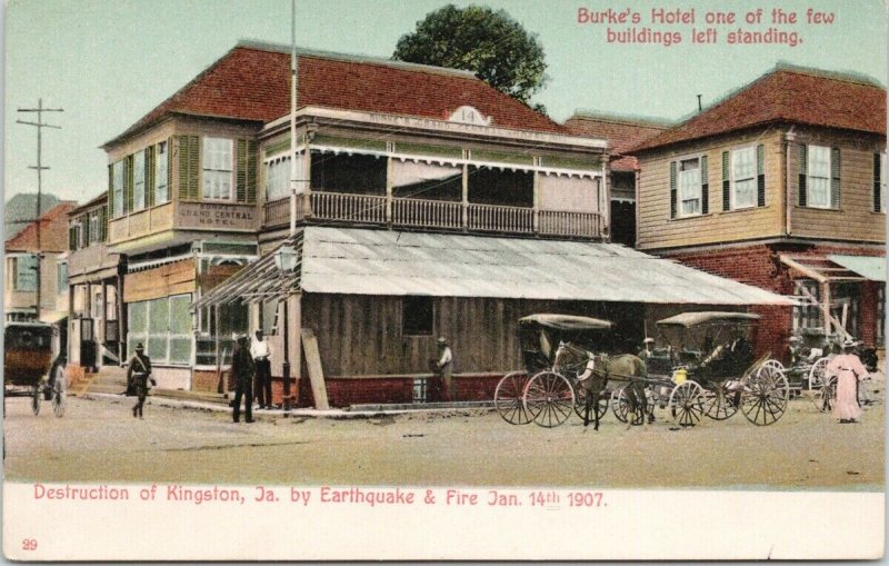 Burke's Hotel Kingston Jamaica Earthquake Destruction 1907 Unused Postcard E72