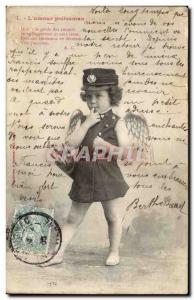 Old Postcard Fun Children L & # 39amour Policeman Police Officer Angel Angel