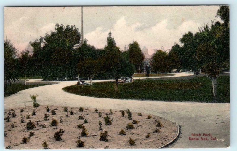 SANTA ANA, California CA  Handcolored BIRCH PARK 190? Orange County Postcard