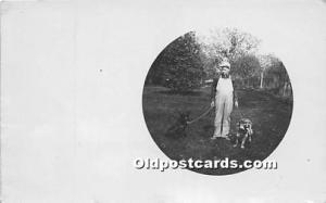 Real Photo Dog With People Writing on back big indentation in card, not reall...