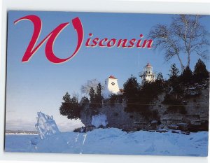 Postcard Sherwood Point Light Station on Lake Michigan, Nasewaupee, Wisconsin