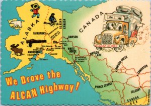Postcard Map Alaska - We Drove the Alcan Highway