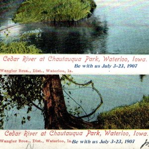 x2 LOT c1910s LOT Waterloo IA Cedar River Chautauqua Park +Invite Postcards A184