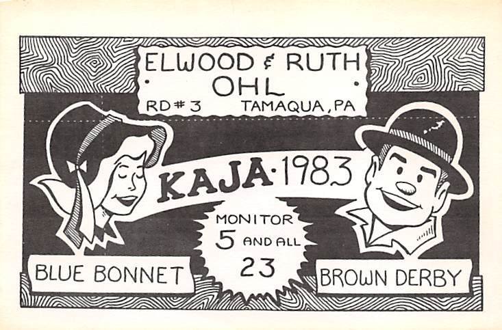 KAJA1983 Tamaqua, PA, USA QSL Writing on Back 