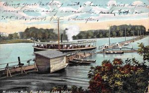 Steamer Float Bridge Lake Harbor Muskegon Michigan 1915 postcard