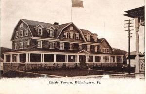 Wilmington Vermont Childs Tavern Exterior Flag Antique Postcard K12837