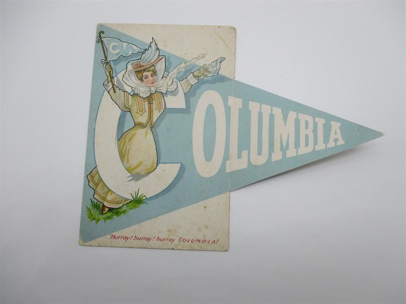 Folding Pennant Postcard, Hurray Columbia College Girl Series Vintage L10