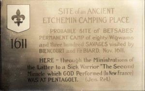 Site of Etchemin Camping Place Sick Warrior Miracle Sign Real Photo Postcard
